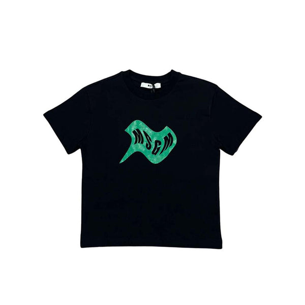 Kids Black Cotton Logo T-Shirt