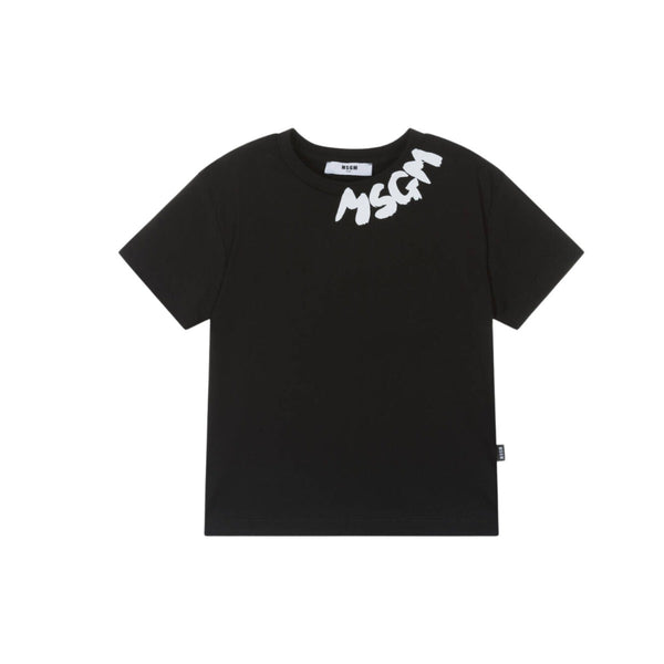 Kids Black Cotton Half Sleeves T-Shirt