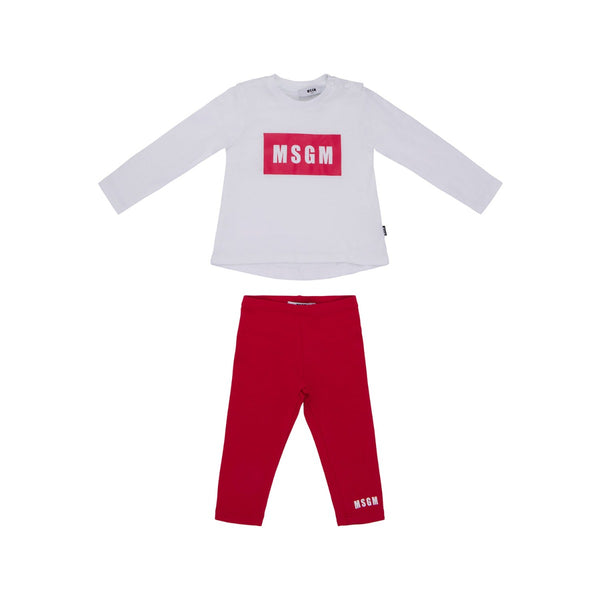 Girls Purple and White Cotton Leggings Set