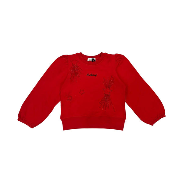 Girls Red Logo Print Fleece Sweatshirt