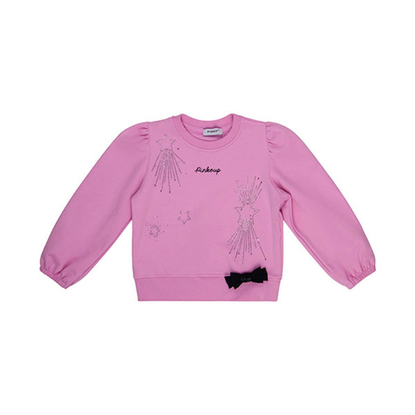Girls Pink Logo Print Fleece Sweatshirt