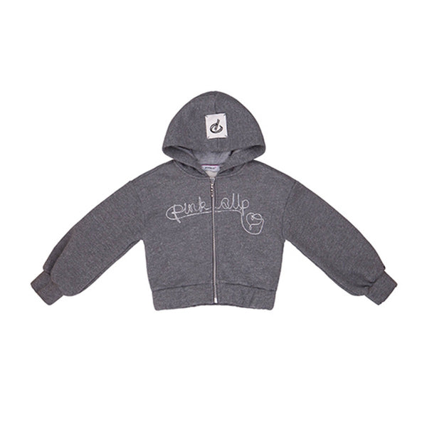 Girls Grey Fleece Zip-up Hoodie