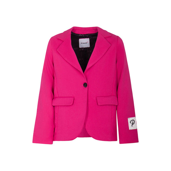 Girls Pink Logo-Patch Single-Breasted Blazer