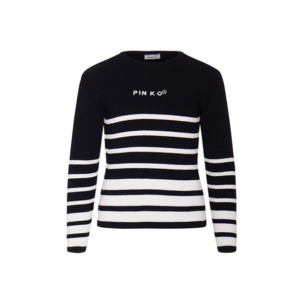 Girls Black Ribbed-Knit Striped Sweatshirt