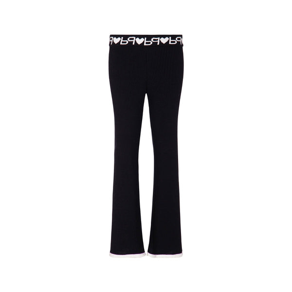 Girls Black Logo-Waistband Ribbed-Knit Trousers