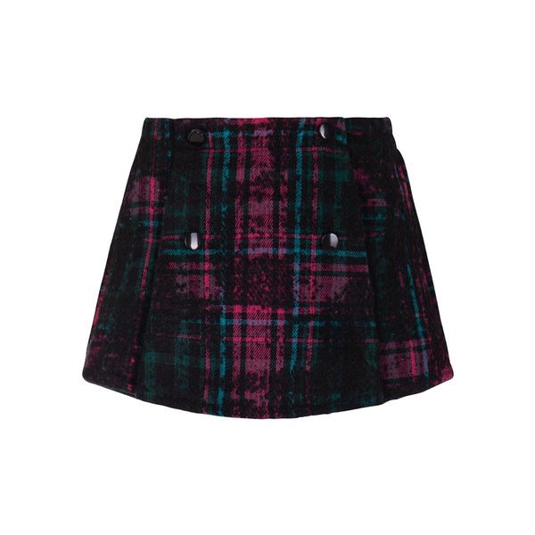Girls Black Check-Knit Skirt