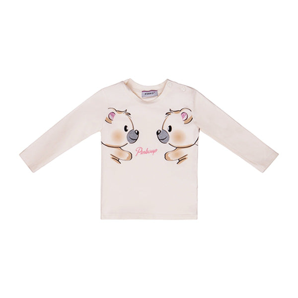 Baby Girls Pink Cotton Full Sleeves T-Shirt
