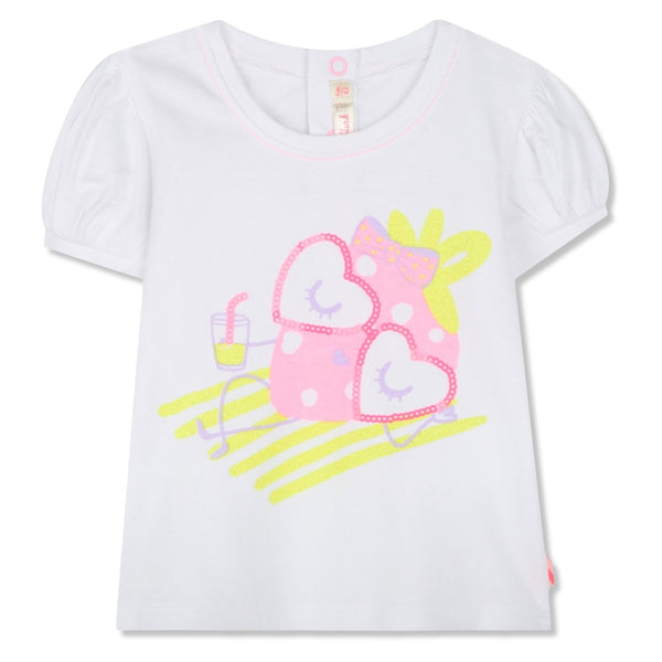 Girls White Sequin Sunglasses T-Shirt