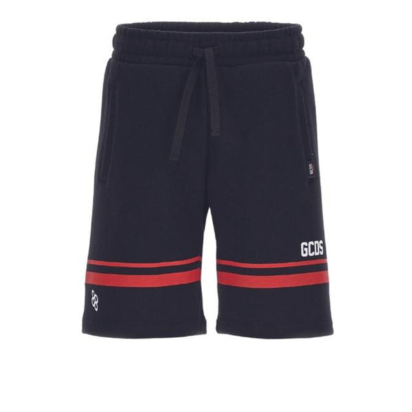 GCDS Kids Black Regular Fit Logo Shorts