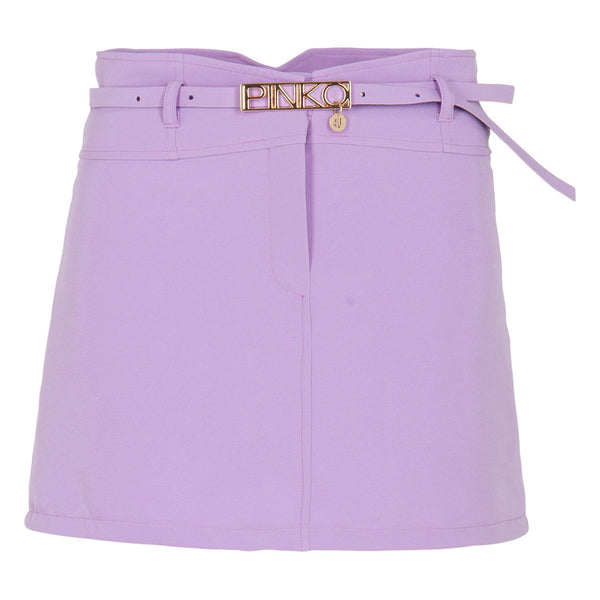 Girls Purple Logo-Belt Skirt