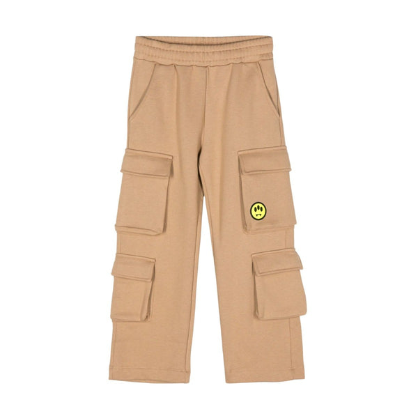 Unisex Beige Logo-Stamp Cargo Trouser