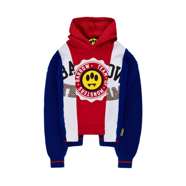 Unisex Red & Blue Logo-Patch Classic Hoodie
