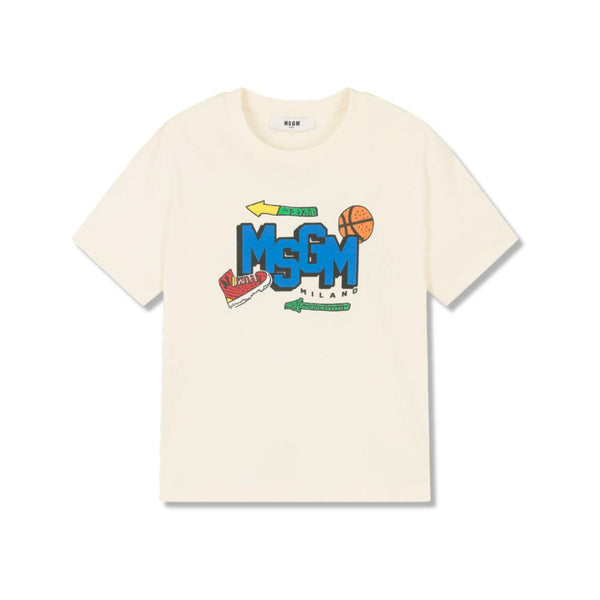 Boys Ivory Cotton Varsity T-Shirt