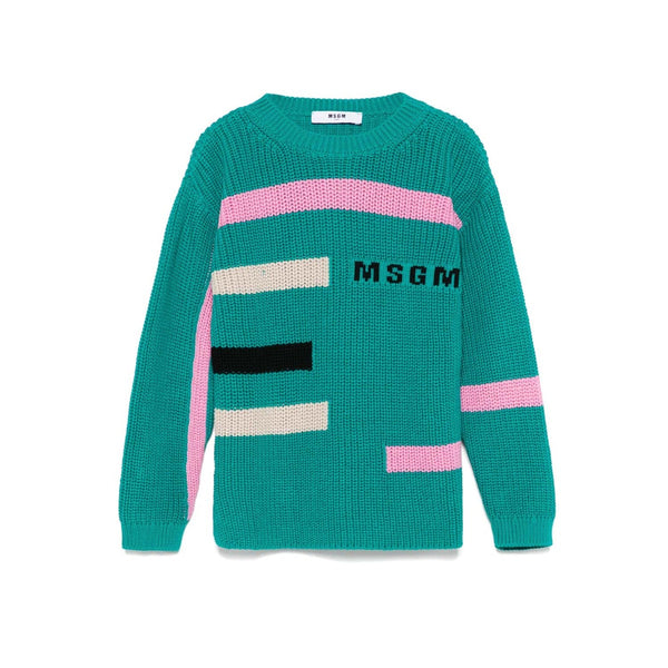 Unisex Sea Green Colourblock Sweater