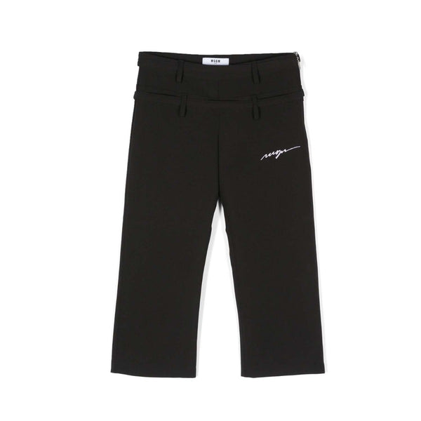 Girls Black Logo-Embroidered Trousers