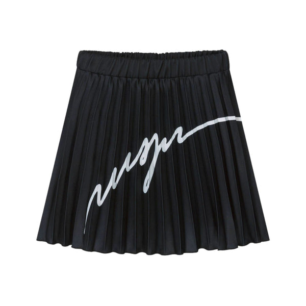 Girls Black Pleated Crepe Skirt