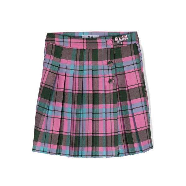 Girls Pink Logo-Embroidered Pleated Skirt