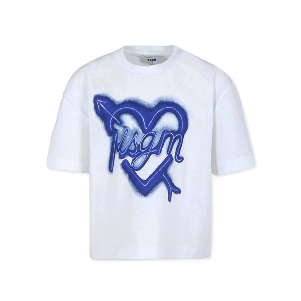 Girls White Logo-Print Cotton T-shirt