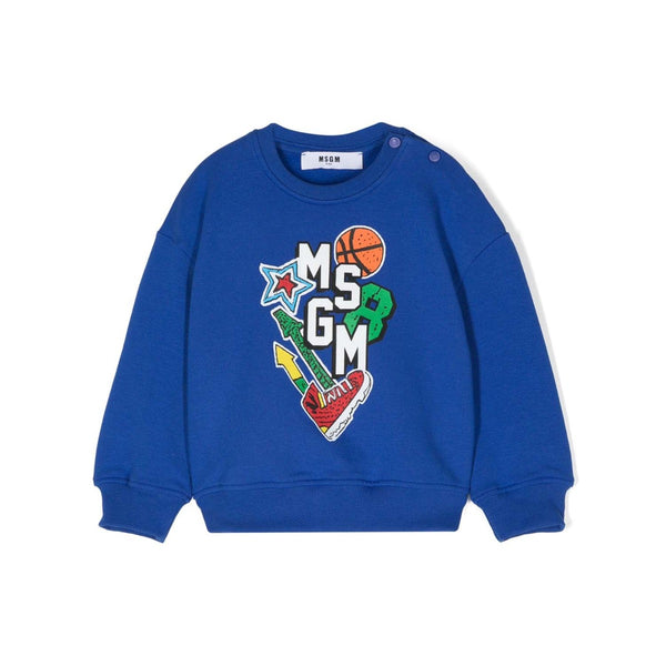Baby Boys Blue Cotton Varsity Sweatshirt