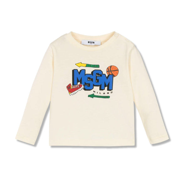 Baby Boys Ivory Logo-Print Cotton Varsity T-Shirts