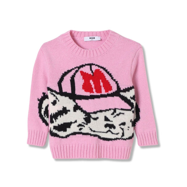 Baby Girls Pink Logo-Embroidered Sweater