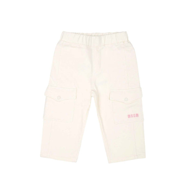Baby Girls Cream Logo-Embroidered Trouser