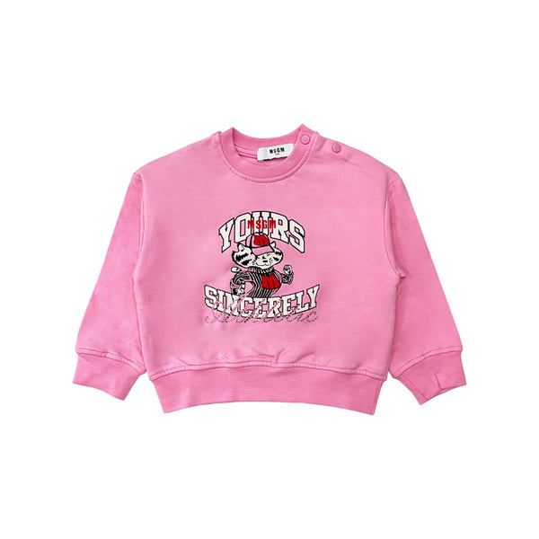 Baby Girls Pink Cat-Logo Print Sweatshirt