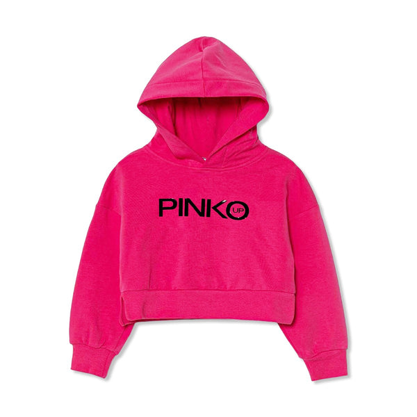 Girls Pink Logo-Print Cropped Hoodie