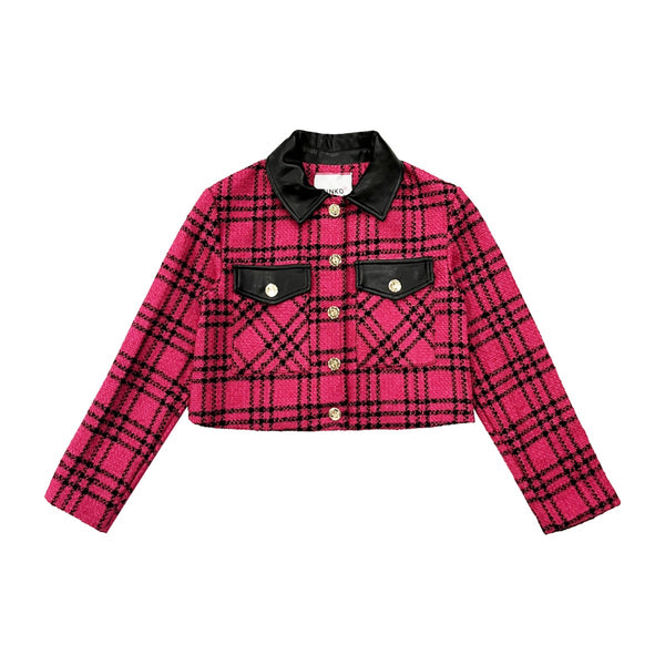 Girls Pink Tweed Jacket With Pockets