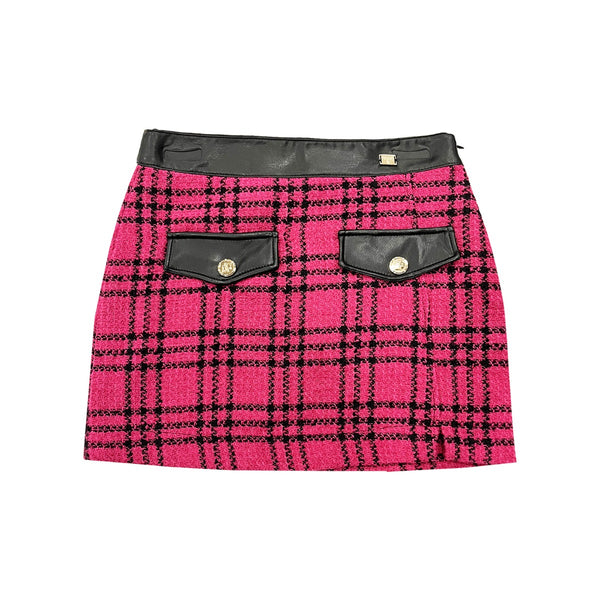 Girls Pink Tweed Skirt With Pockets