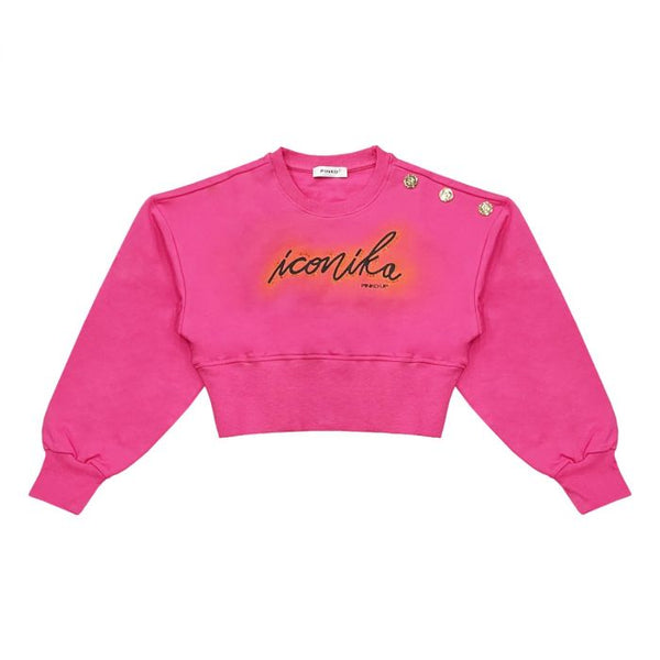 Girls Pink Logo-Print Cropped Sweatshirt