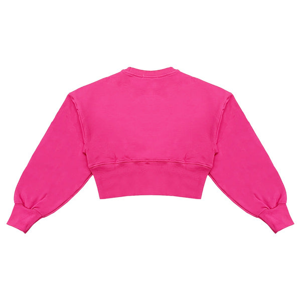 Girls Pink Logo-Print Cropped Sweatshirt