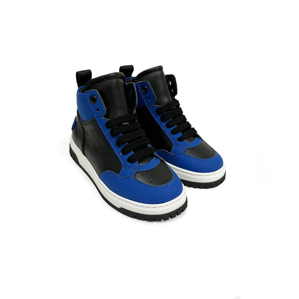 Kids Blue & Red Logo-Patch Ankle Sneakers