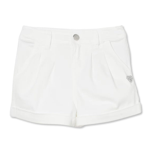 Girls White Heart Logo-Patch Shorts