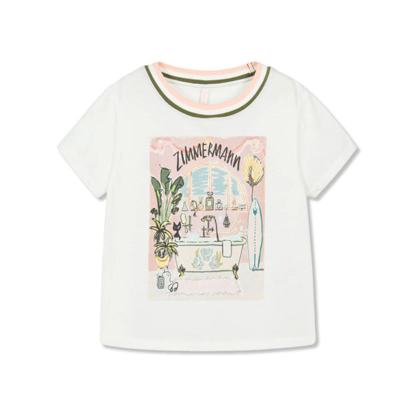Girls Ivory Cotton T-Shirt