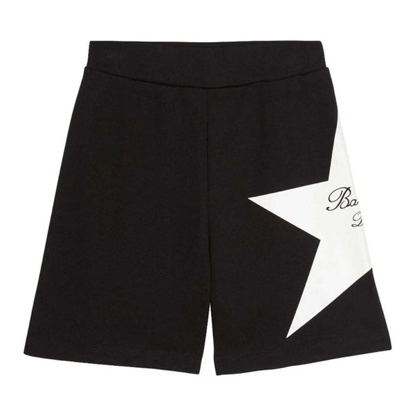 Boys Black Cotton Star Shorts