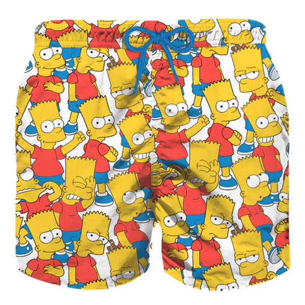 Boy Swim Shorts With Bart All Over Print