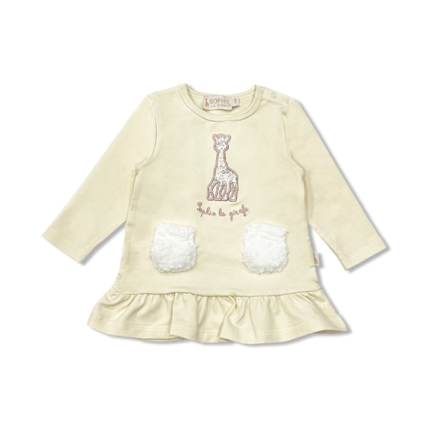 Baby Girls Cream Logo-Embroidered Dress