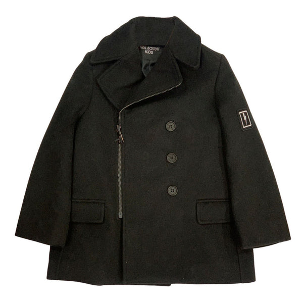 Neil Barrett Kids Peacoat For Boys In Black Color