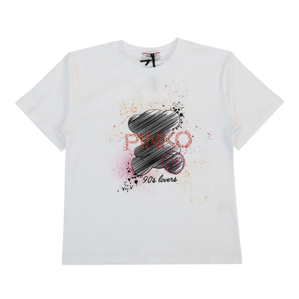 Girls White Graphic Printed T-Shirt