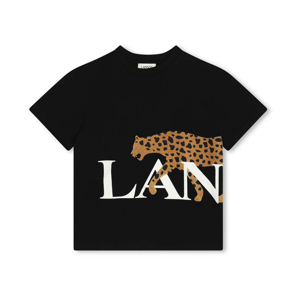 Boys Black Logo-Print Cotton T-Shirt