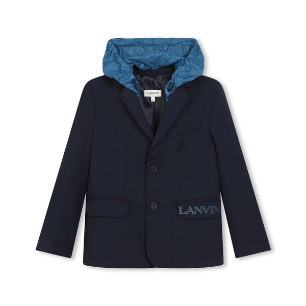 Boys Navy Blue Hooded Blazer