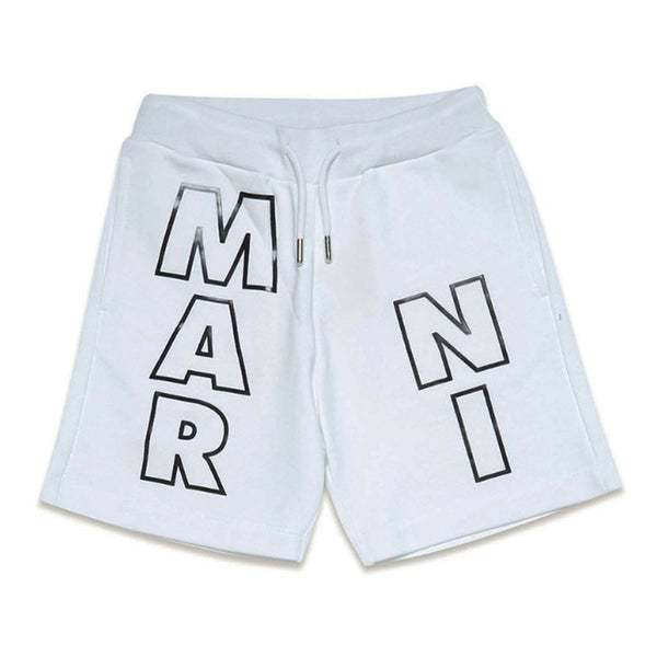 Boys White Cotton Shorts With Logo