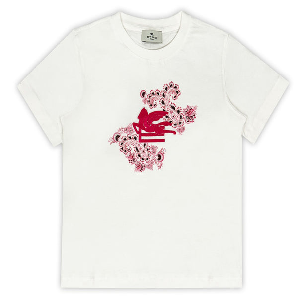 Girls White Pegaso-Motif T-shirt