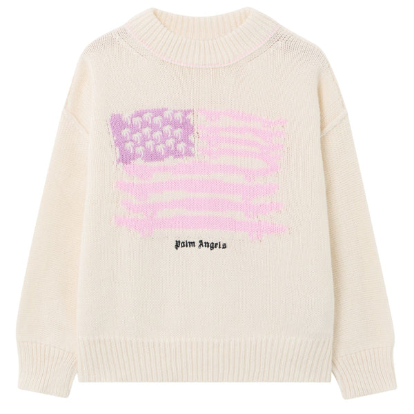 Girls Ivory Embroidered Logo-Print Knitted Sweatshirt