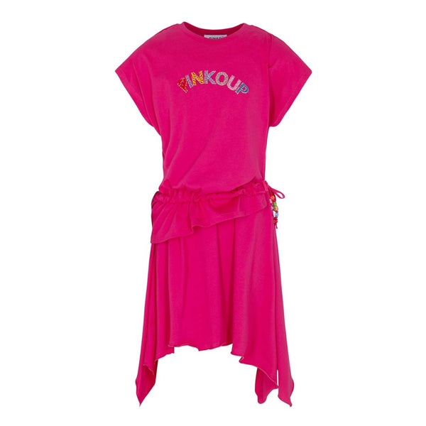 Girls Pink Logo Knitted Cotton Dress