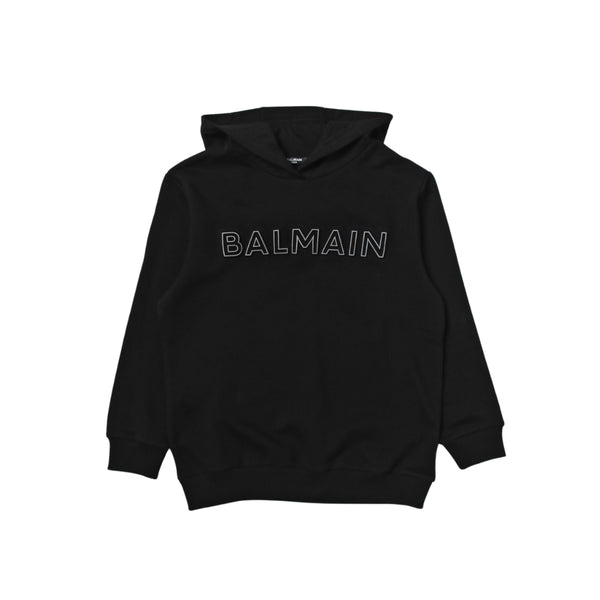 Kids Black Embroidered Logo Hoodie