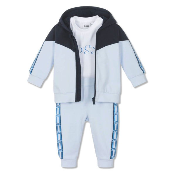 Baby Boys Blue Cotton Tracksuit Set