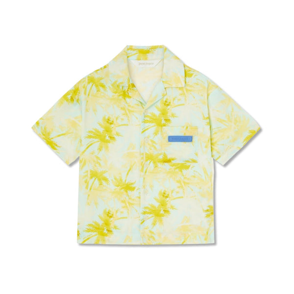 Boys Yellow Graphic-Print Logo-Patch Shirt