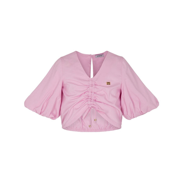Girls Rose Pink Cropped Poplin Top